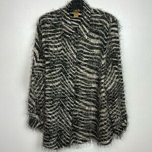 Creative Design Works CDW 90s Zebra Print Fuzzy Shacket Size L